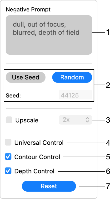 Advanced AI generator settings.
